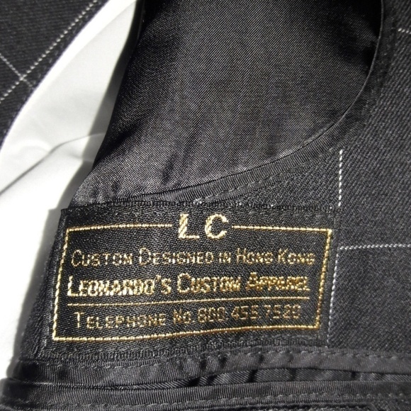 LEONARDO'S Custom Apparel 3-Piece Windowpane Suit, 44L, 38W / 32L - Picture 3 of 9